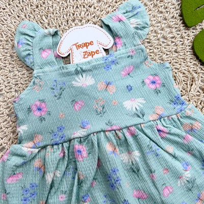 Vestido com Babadinho na Alça Jardim Colorido - Verde